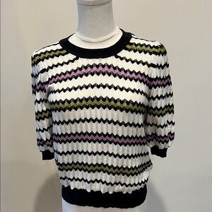 Me + Em Striped Knit Sweater - Navy, White, Lilac, Green